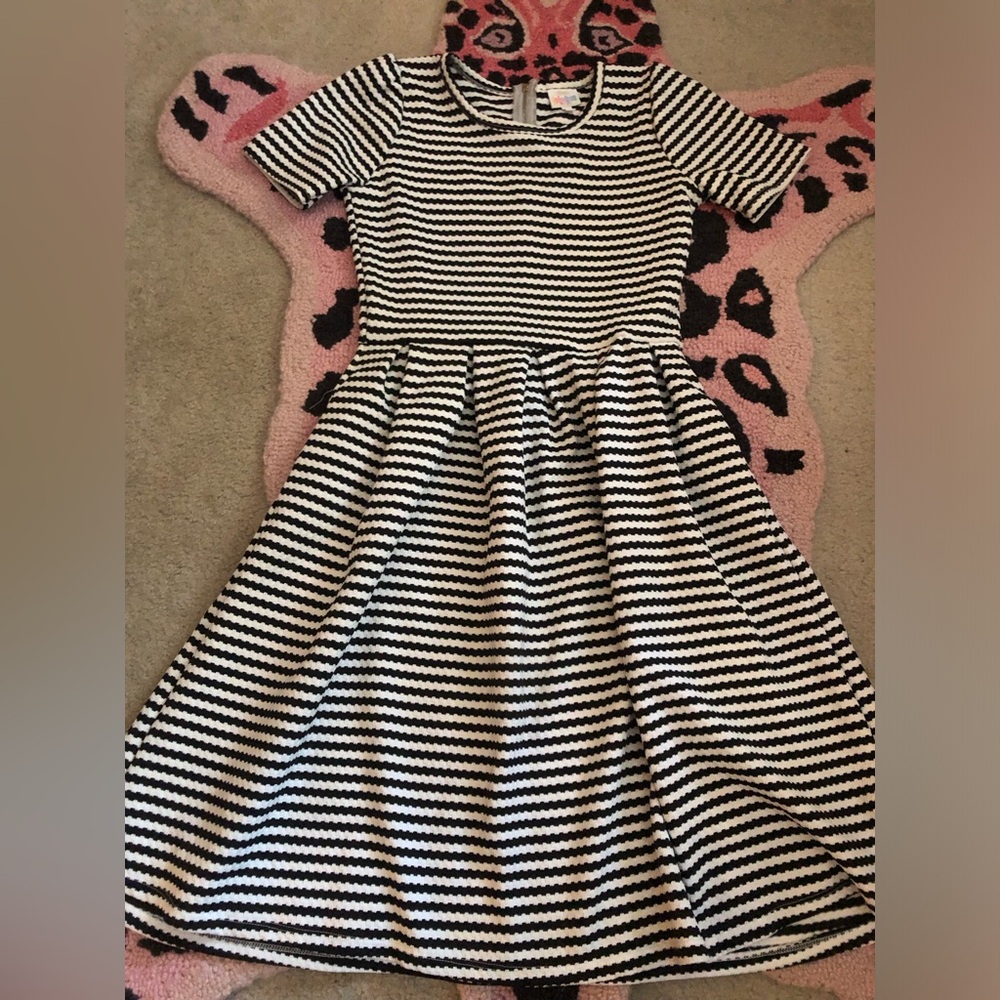 Lularoe Black and White Striped Amelia Dress